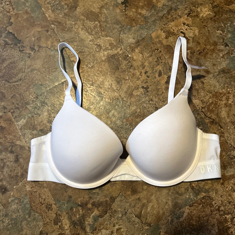 DKNY Push Up Bra Womens Size 36B White Padded Underwire Back Closure